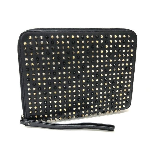 CHRISTIAN LOUBOUTIN Spike Studs Leather Zip Around iPad Case - Picture 13 of 16